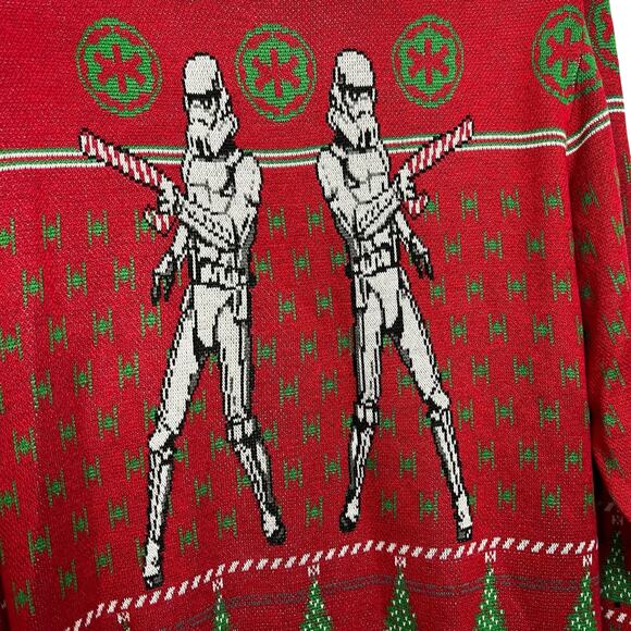 Star Wars Stormtrooper Ugly Christmas Sweater Men’s M Red Holiday Knit Lucasfilm - Picture 10 of 10